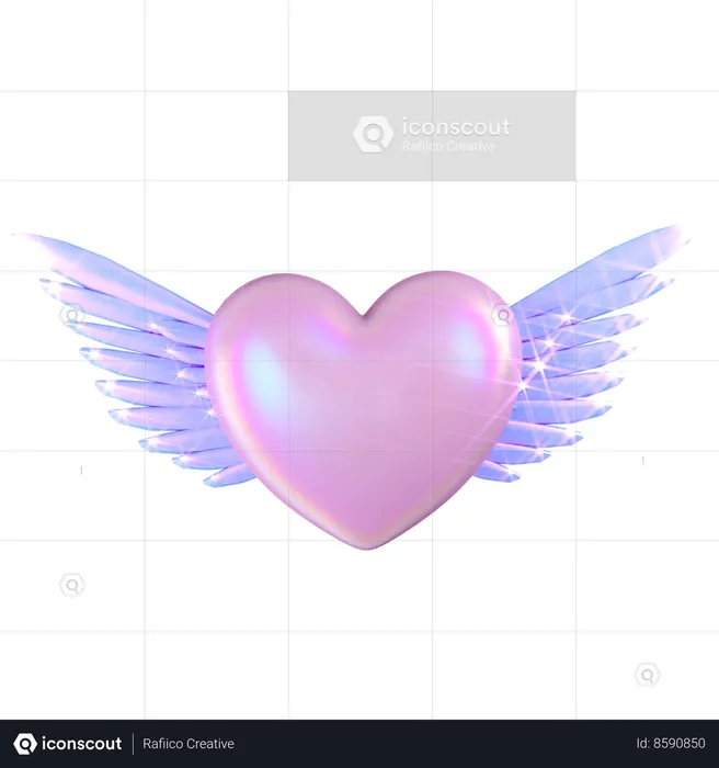 Corazón volador holográfico  3D Icon