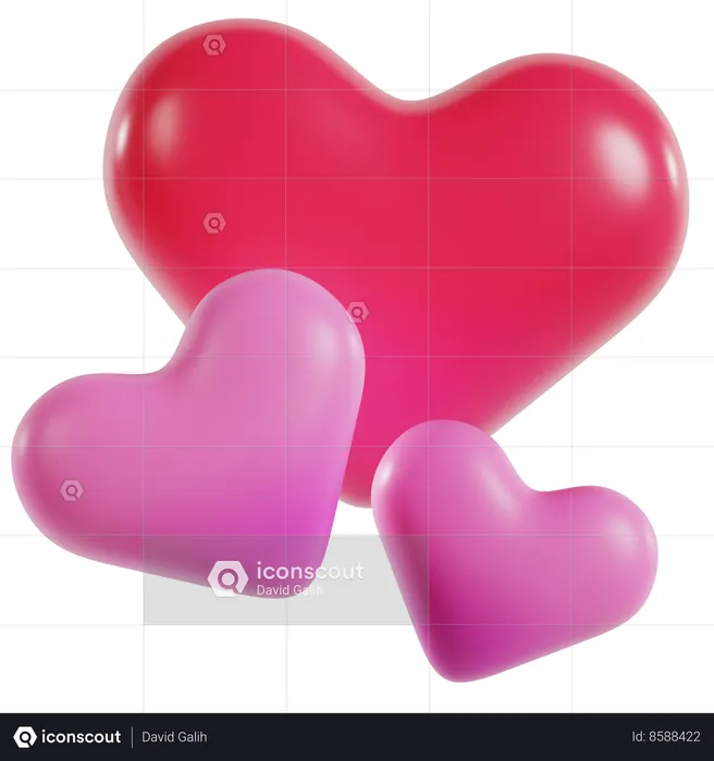 Corazones de afecto  3D Icon