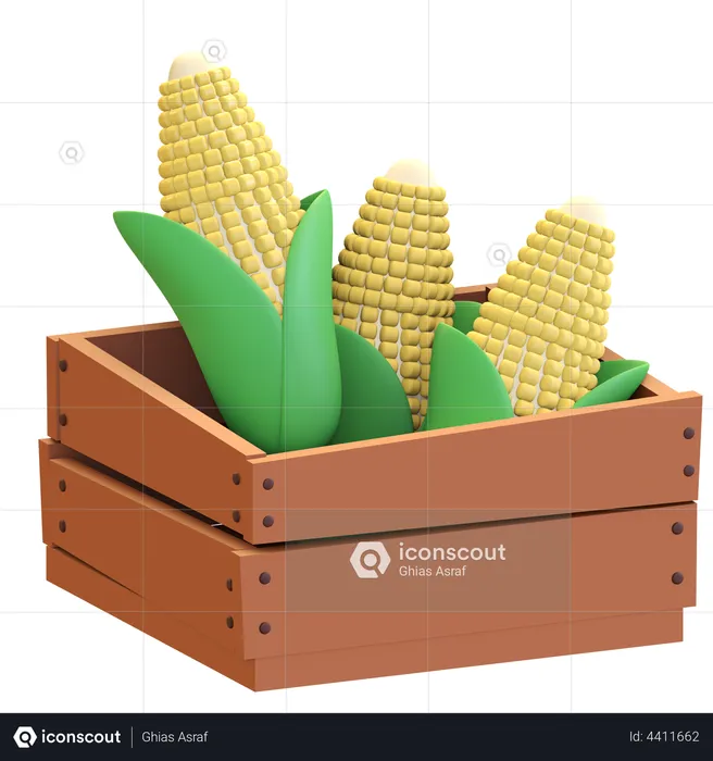 Corn in the box icon  3D Illustration