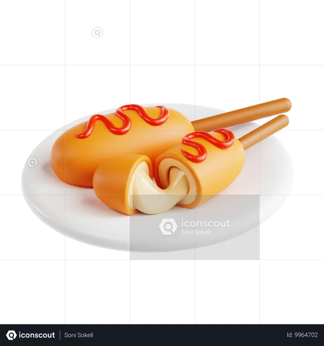 Corndog  3D Icon