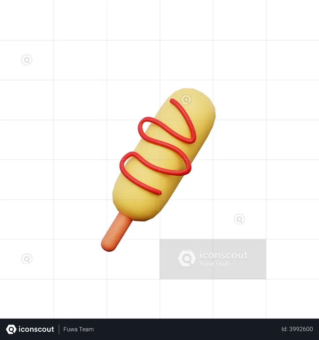 Corndog  3D Illustration