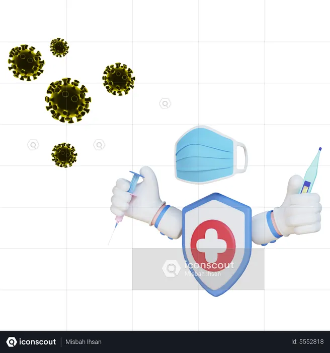 Corona-Sicherheit  3D Illustration