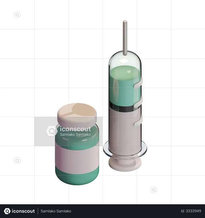 Corona Vaccine And Syringe  3D Illustration