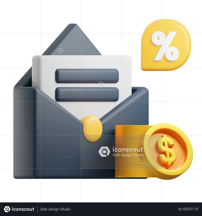 Correo de finanzas  3D Icon