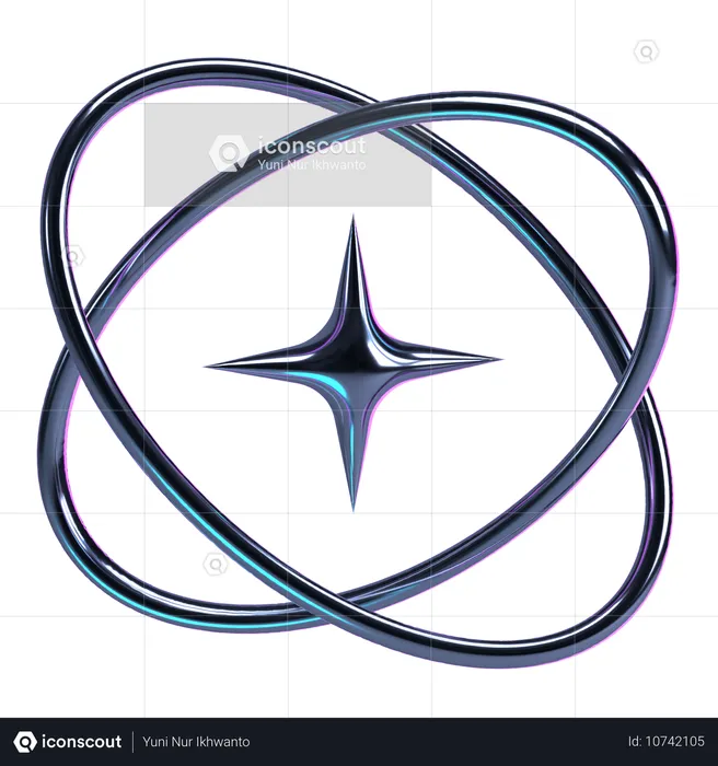 Cosmic Orbit Chrome Star  3D Icon