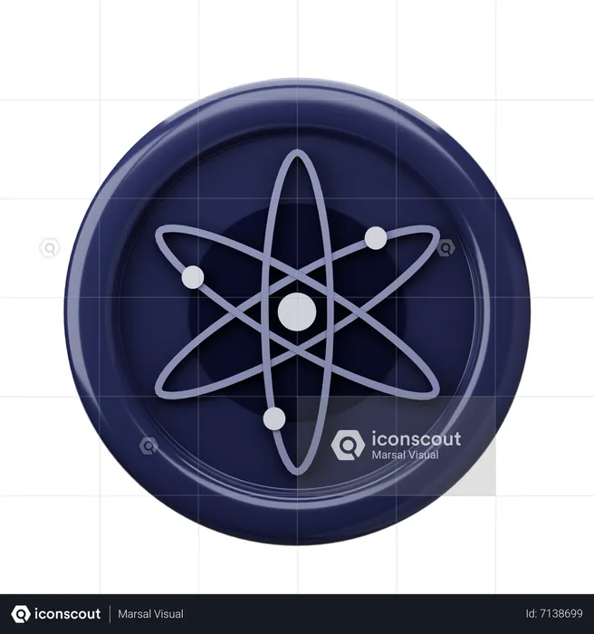 Cosmos ATOM Coin 3D Icon download in PNG OBJ or Blend format