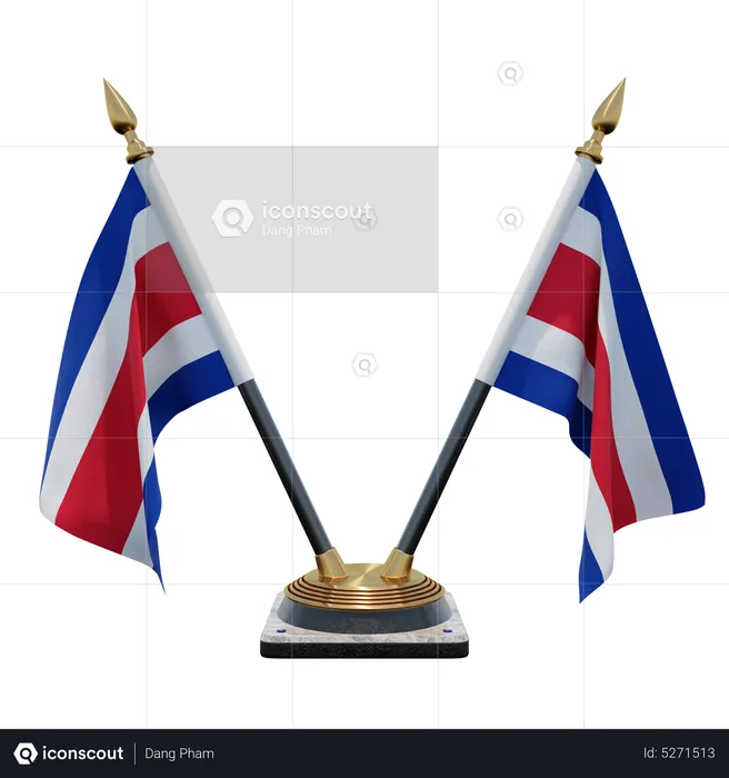 Costa Rica Double (V) Desk Flag Stand Flag 3D Icon