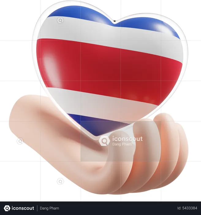 Costa Rica Flag Heart Hand Care Flag 3D Icon