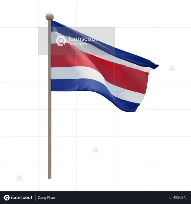 Costa Rica Flag Pole  3D Illustration