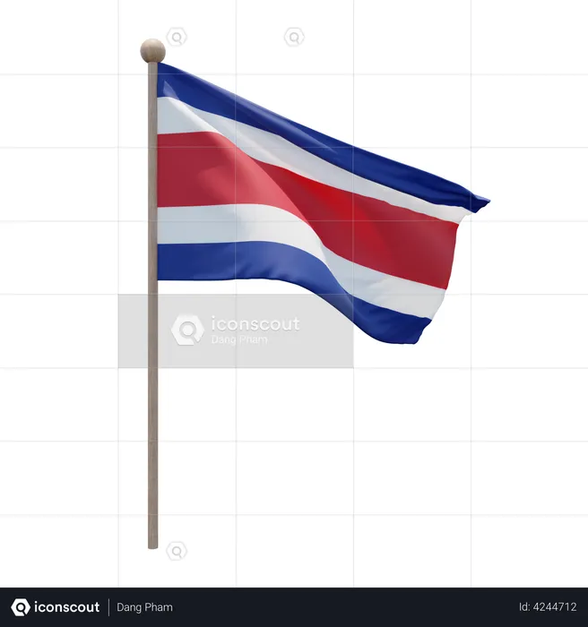 Costa Rica Flagpole Flag 3D Flag
