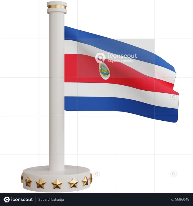 Costa Rica National Flag Flag 3D Icon
