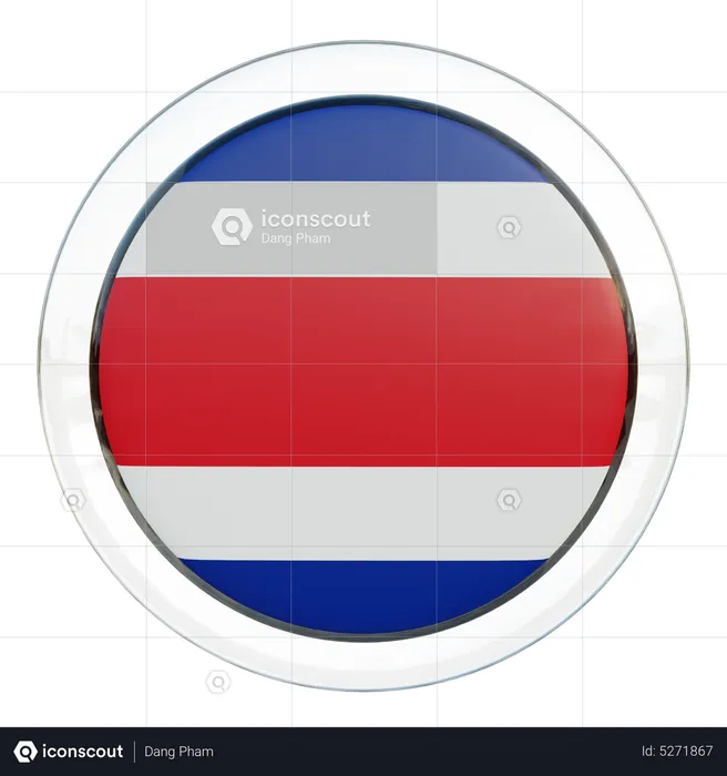 Costa Rica Round Flag Flag 3D Icon