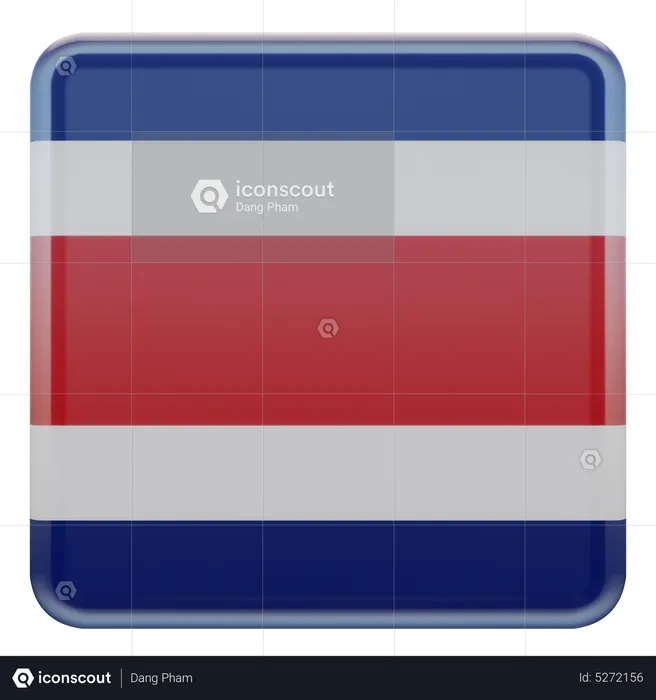 Costa Rica Square Flag Flag 3D Icon