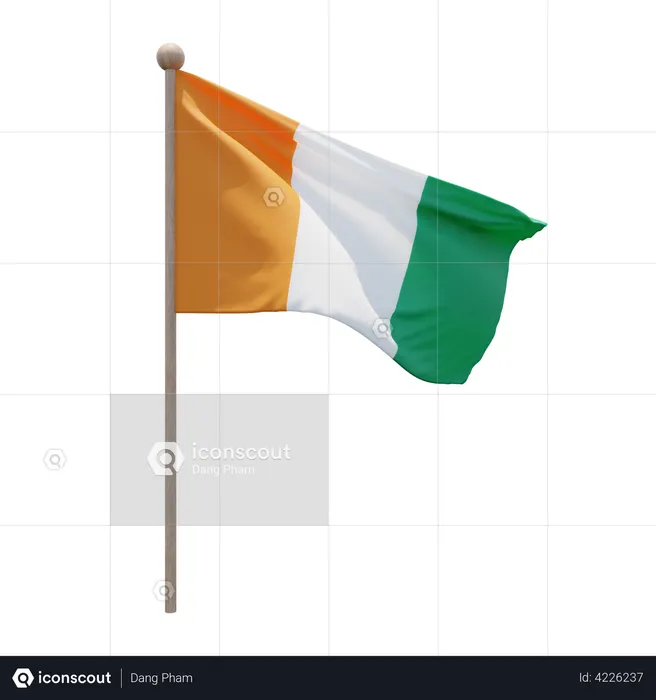 Côte dIvoire Flag Pole  3D Flag