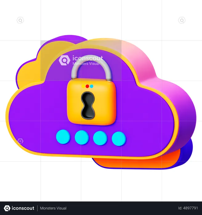 Coud Security  3D Icon