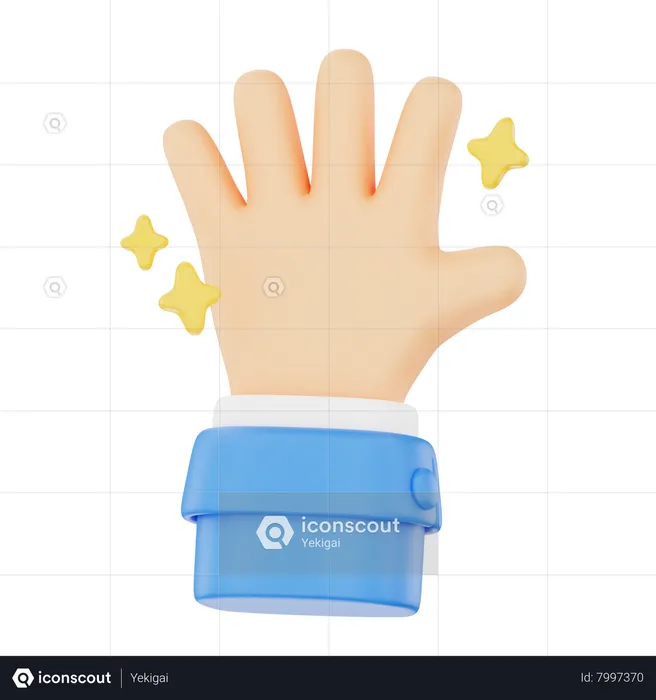 Countdown In Five Hand Gesture  3D Icon