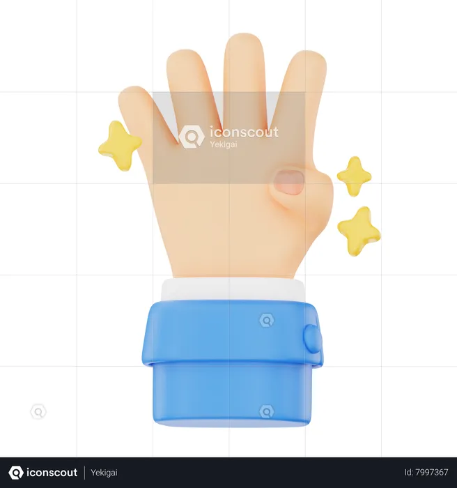 Countdown In Four Hand Gesture  3D Icon