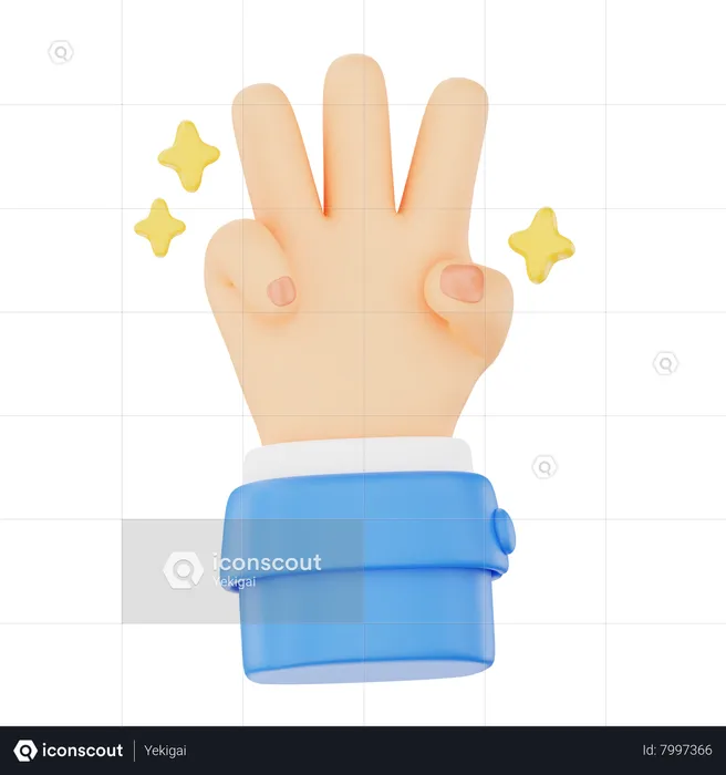 Countdown In Three Hand Gesture  3D Icon