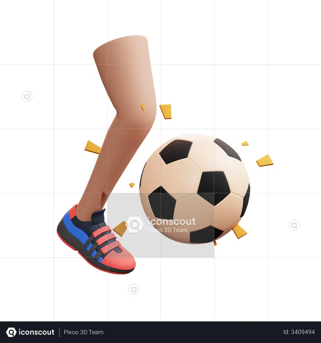 Coup de pied de football  3D Illustration