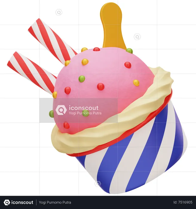 Coupe De Crème Glacée  3D Icon