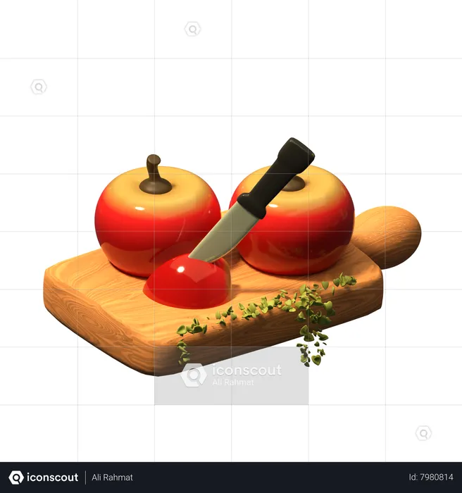 Coupe de pomme  3D Icon