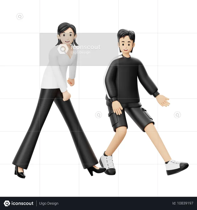 Couple appréciant les mouvements de danse  3D Illustration