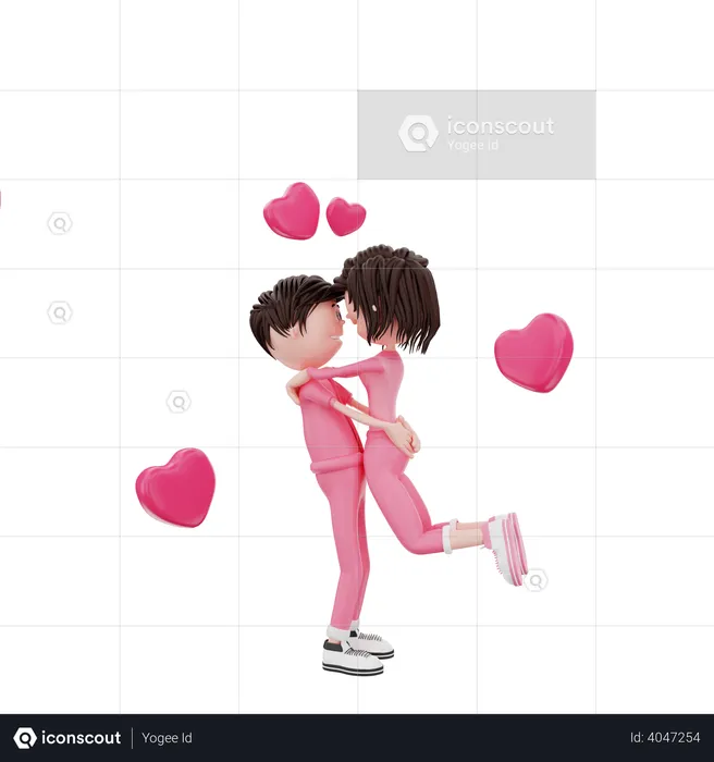 Couple Celebrating valentine  3D Illustration