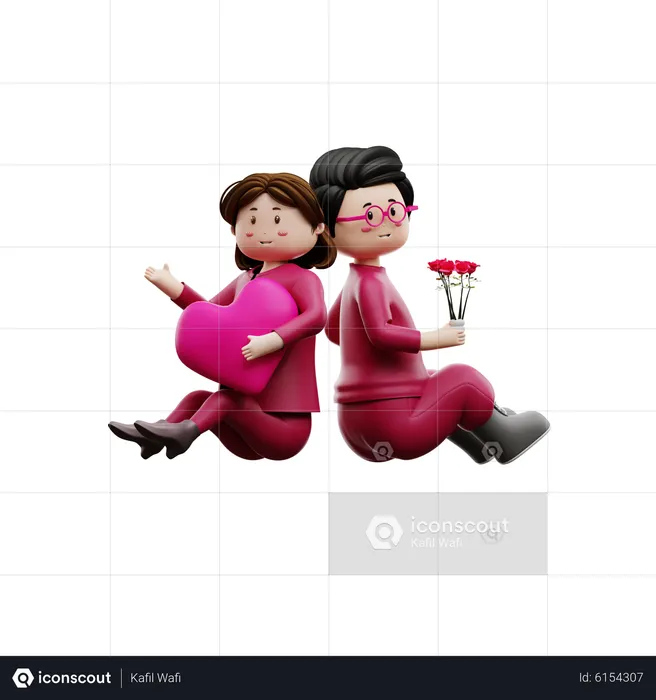 Couple celebrating valentine  3D Illustration