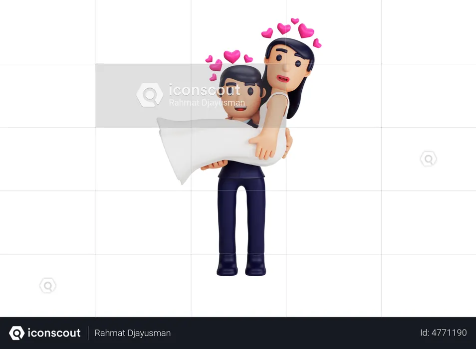 Couple Celebrating Wedding  3D Illustration