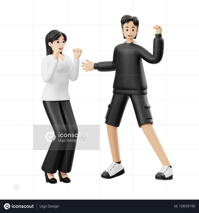 Couple dansant ensemble  3D Illustration