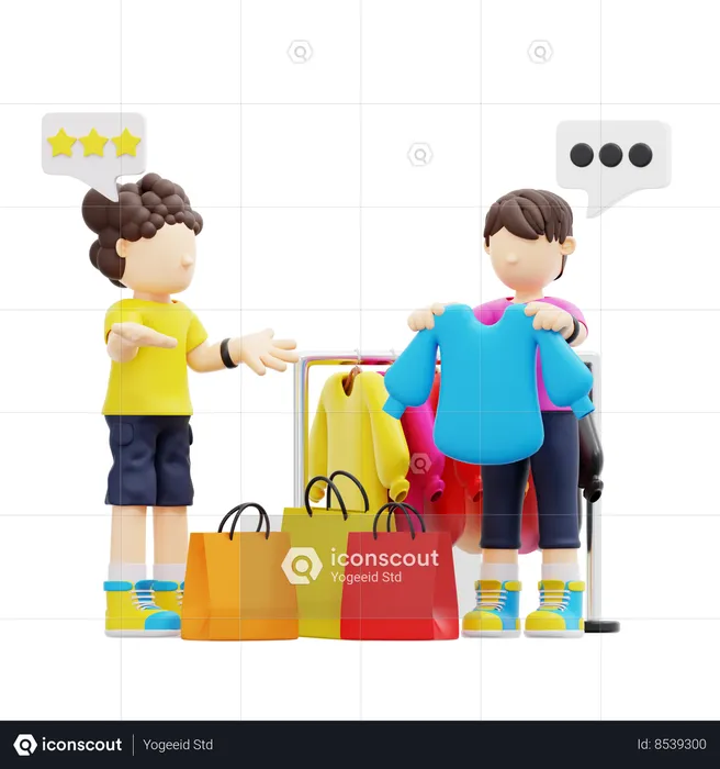 Couple Doing Clothes Shopping  3D Illustration