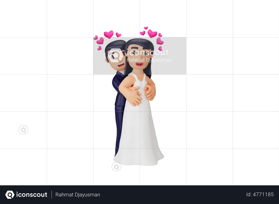 Couple Doing Hug  3D Illustration