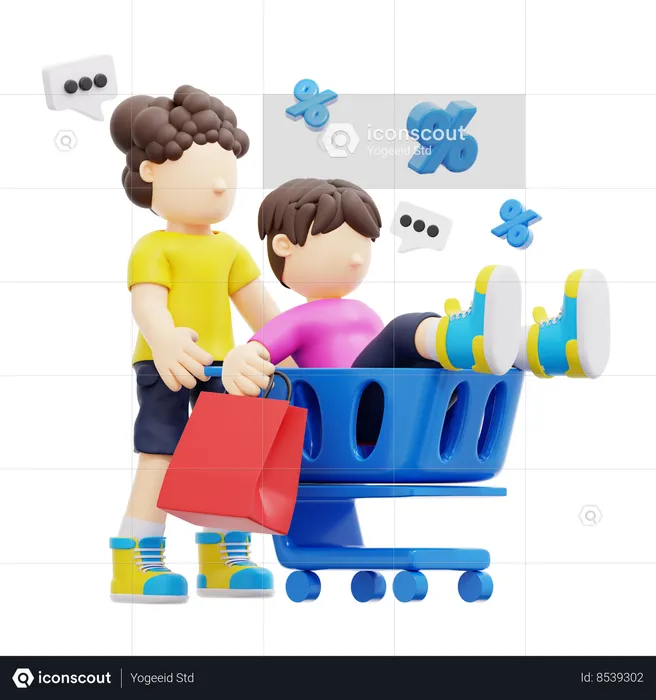 Couple Doing Shopping  3D Illustration