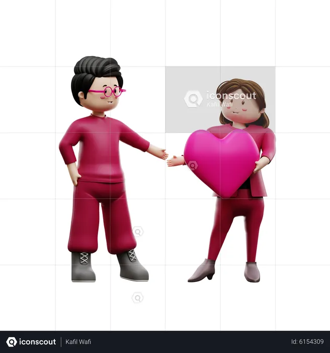 Couple doing valentine celebration  3D Illustration