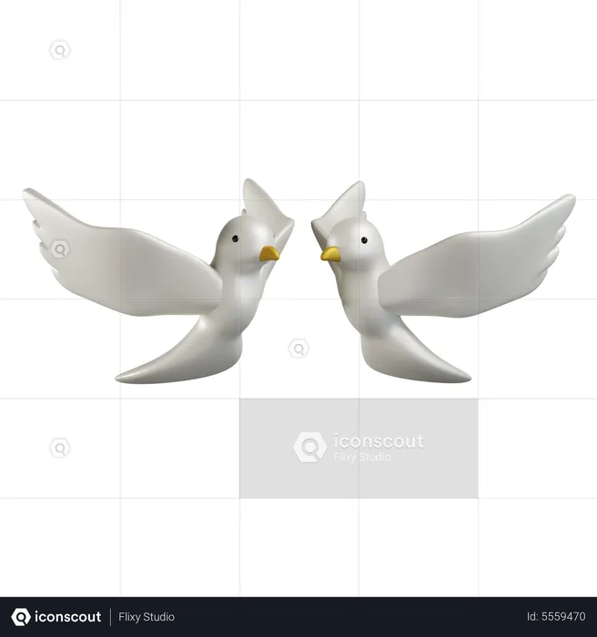 Couple Dove  3D Icon