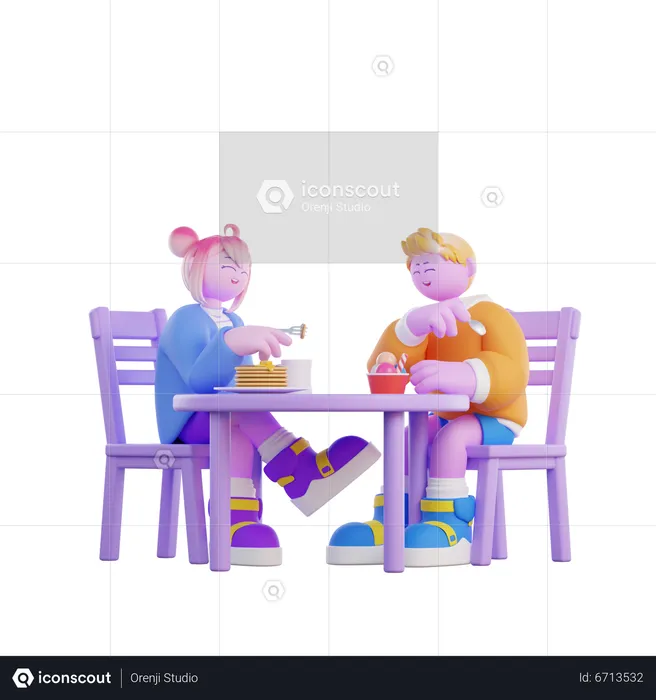 Couple en train de dîner  3D Illustration