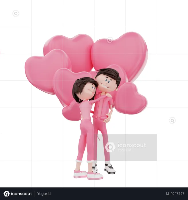 Couple enjoying valentine  3D Illustration