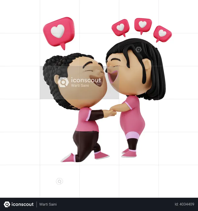 Couple expressing their love  3D Illustration