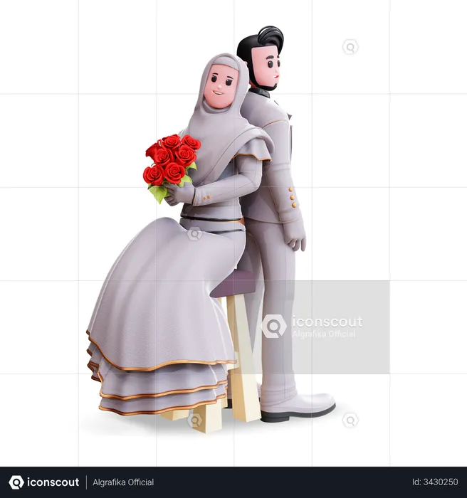 Couple giving photography pose  3D Illustration
