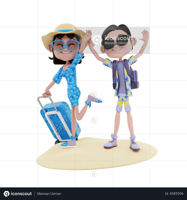 Couple going on vacation  3D Illustration