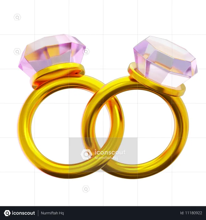 Couple Gold Rings  3D Icon