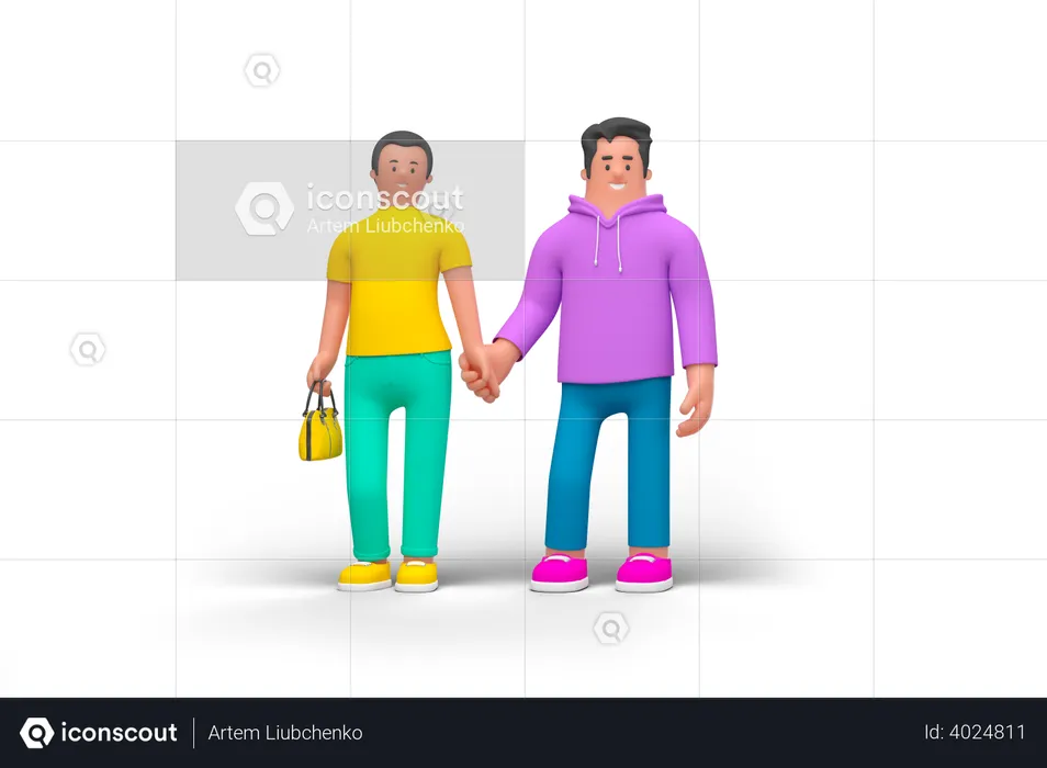 Couple holding hands  3D Illustration