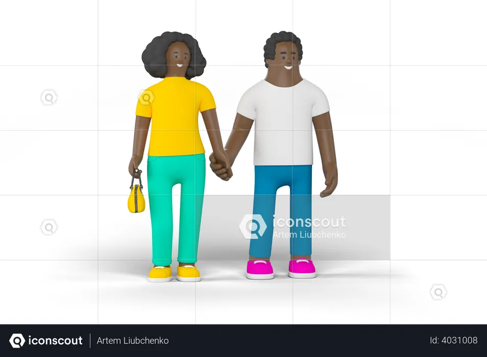 Couple holding hands  3D Illustration