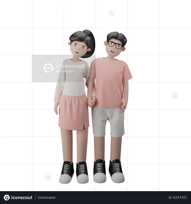 Couple Holding Hands  3D Illustration