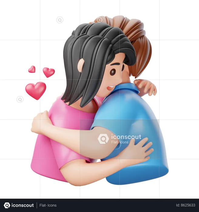 Couple Hugging  3D Icon