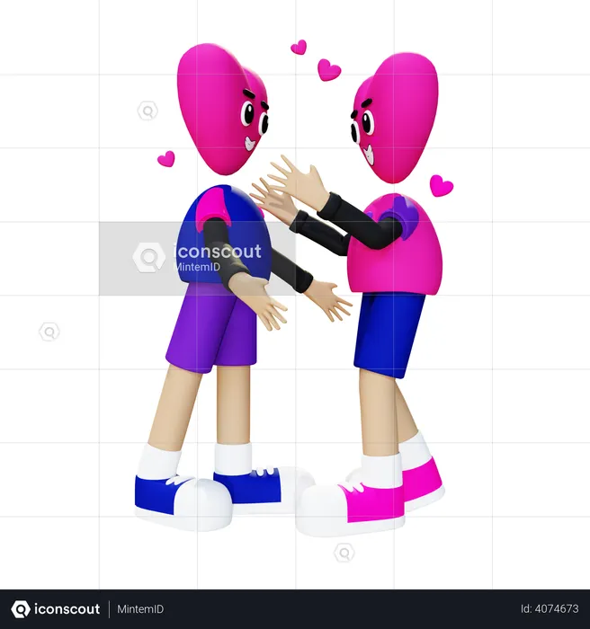 Couple hugging  3D Illustration