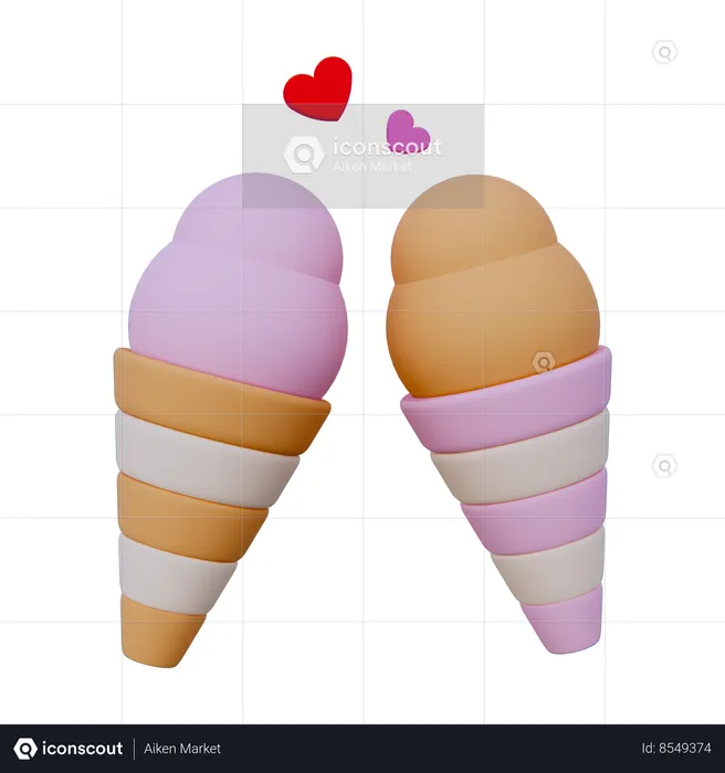 Couple Ice Cream  3D Icon