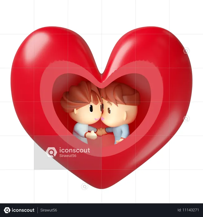 Couple in heart  3D Icon