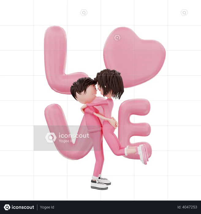 Couple in Love  3D Illustration