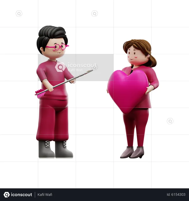 Couple in love  3D Illustration